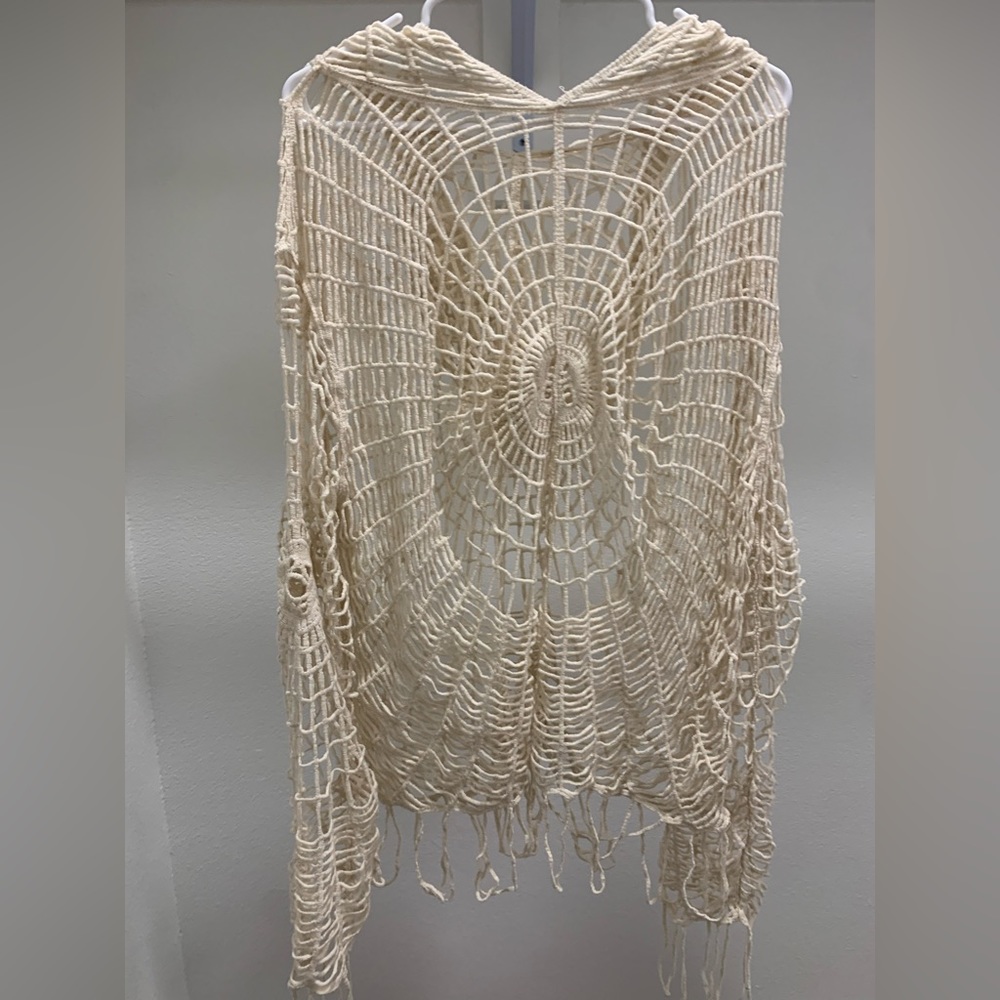 cream crochet skeleton hoodie